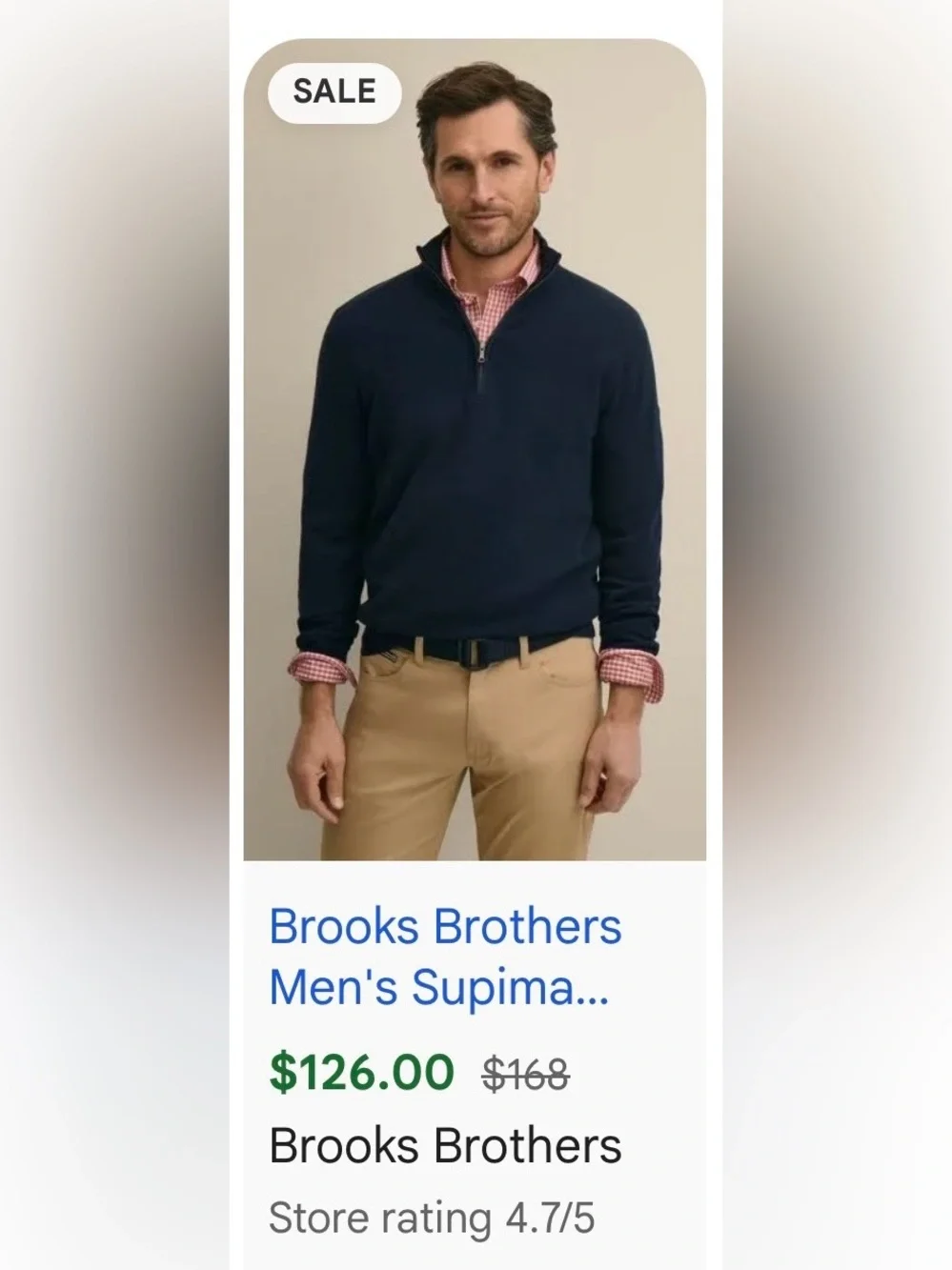 Brooks Brothers Supima Cotton Dark Navy Quarter Zip-Up Sweater